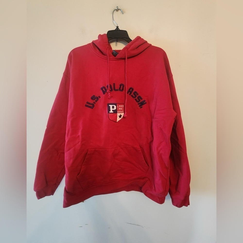 Us polo assn red hoodie size mens xl